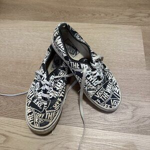 Vans Off The Wall All Over Print Shoes Skate Sneakers Black White Mens Size 5.5